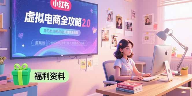 虚拟电商全攻略2.0，开店选品实操流程，账号定位、货源发布、笔记发布技巧-千汇网创