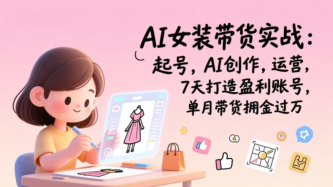 AI女装带货实战：起号，AI创作，运营，7天打造盈利账号，单月带货佣金过万-千汇网创
