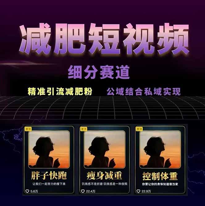 图片[1]-减肥短视频赛道运营课：素材准备-视频制作-引流变现全流程 (附素材-千汇网创