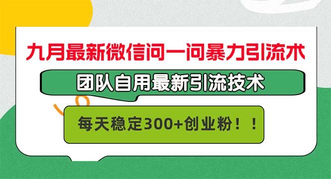 九月最新微信问一问暴力引流术，团队自用引流术，每天稳定300+创…-千汇网创