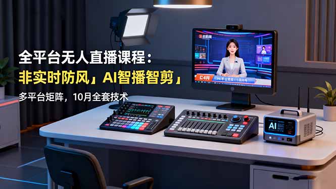 全平台无人直播课程：非实时防风＋AI智播智剪＋多平台矩阵，10月全套技术-千汇网创