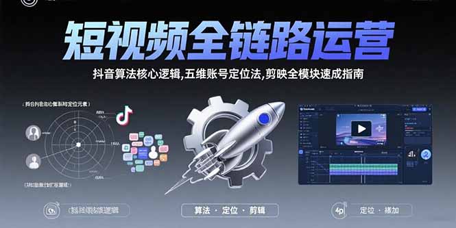 短视频全链路运营：抖音算法核心逻辑,五维账号定位法,剪映全模块速成指南-千汇网创