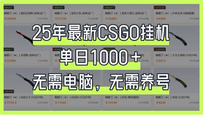 25年最新CSGO挂机系统，单日1000+，无需电脑，无需养号，0基础可上手-千汇网创