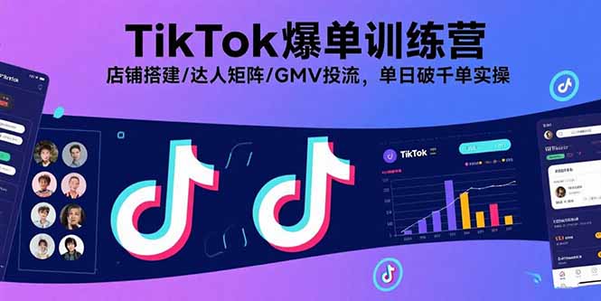 TikTok爆单训练营，店铺搭建/达人矩阵/GMV投流，单日破千单实操-千汇网创