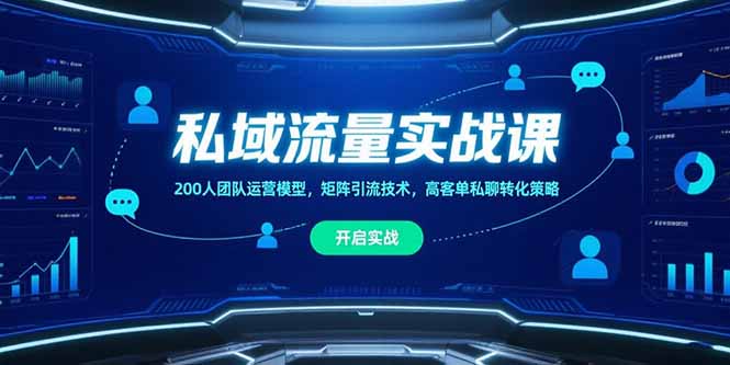 私域流量实战课，200人团队运营模型，矩阵引流技术，高客单私聊转化策略-千汇网创