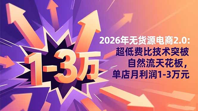 2026年无货源电商2.0：超低费比技术突破自然流天花板，单店月利润1-3万元-千汇网创