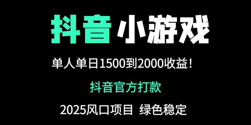 抖音官方小游戏2025全网最新玩法，暴利赚钱项目，单机日入2000+-千汇网创