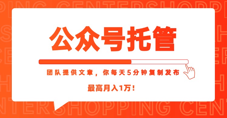 【公众号托管 】我提供文章，你每天５分钟复制发布，最高月入1W-千汇网创