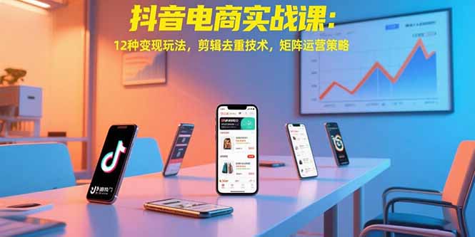 抖音电商实战课：12种变现玩法，剪辑去重技术，矩阵运营策略-千汇网创