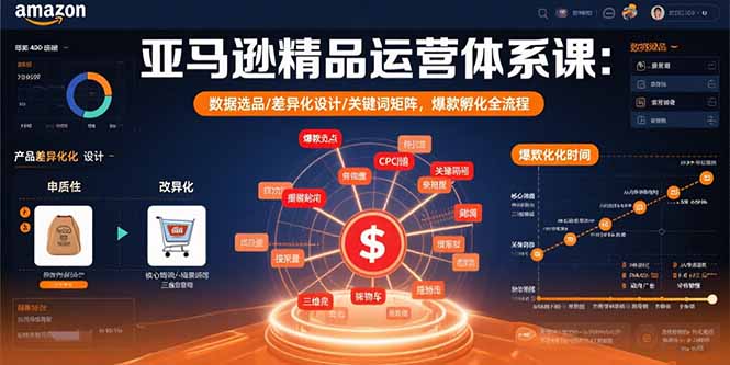 亚马逊精品运营体系课：数据选品/差异化设计/关键词矩阵，爆款孵化全流程-千汇网创