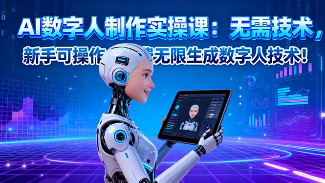 AI数字人制作实操课：无需技术，新手可操作，免费无限生成数字人技术！-千汇网创