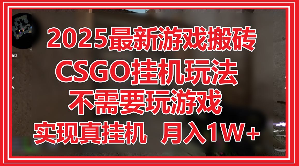 2025最新游戏搬砖，CSGO挂机，不需要玩游戏，实现真挂机，月入1W+-千汇网创