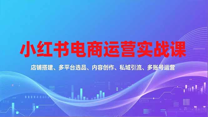 小红书电商运营实战课，店铺搭建、多平台选品、内容创作、私域引流、多账号运营等玩法-千汇网创