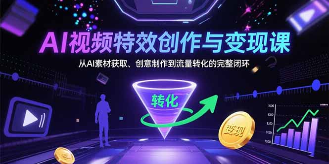 AI视频特效创作与变现课:从AI素材获取、创意制作到流量转化的完整闭环-千汇网创