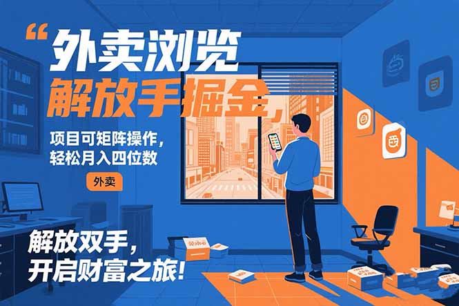 外卖浏览掘金项目 可矩阵操作 轻松日入500+-千汇网创