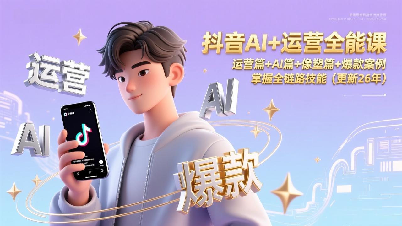 抖音AI+运营全能课，运营篇+AI篇+像塑篇+爆款案例，掌握全链路技能(更新26年-千汇网创