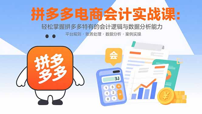 拼多多电商会计实战课：轻松掌握拼多多特有的会计逻辑与数据分析能力-千汇网创