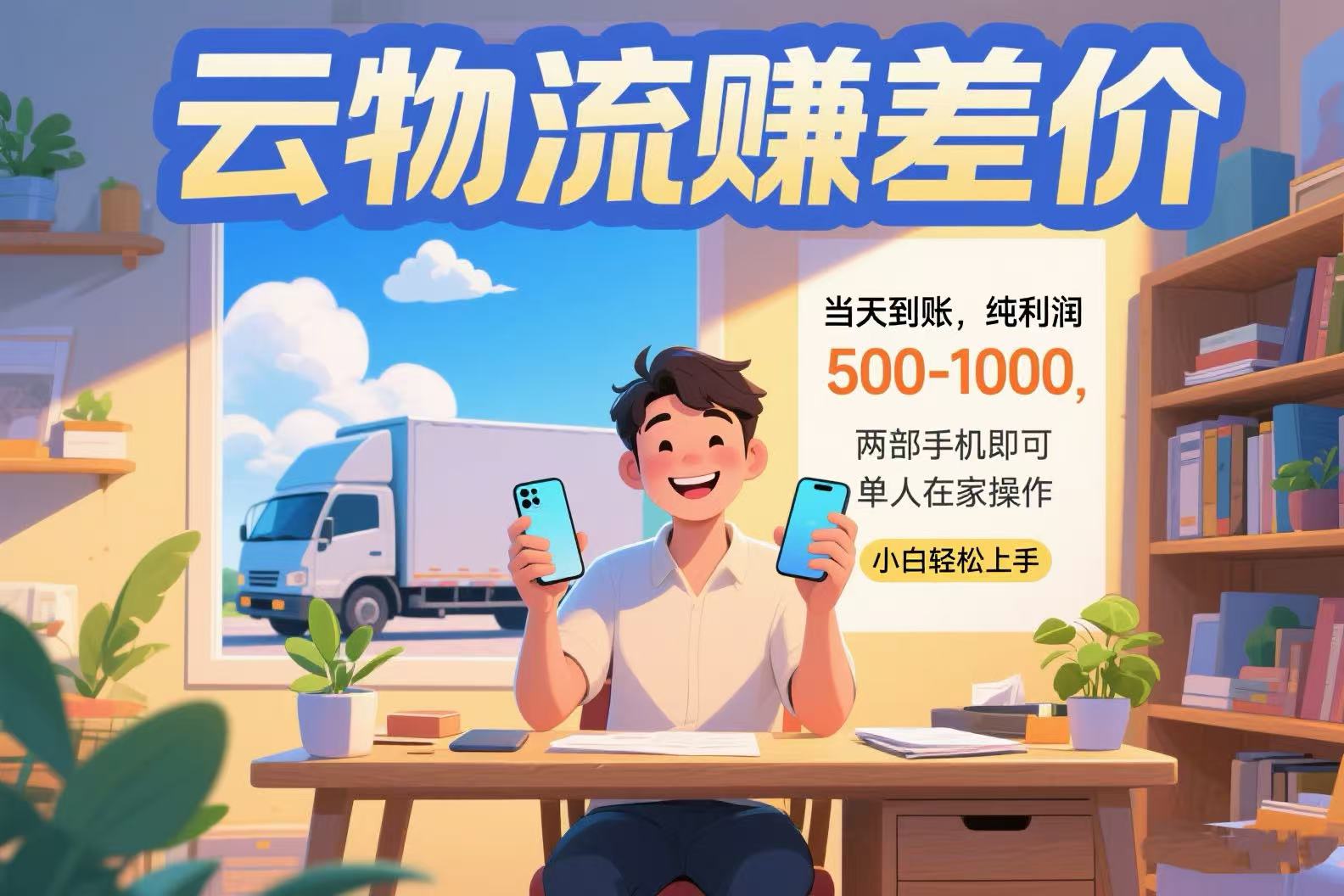 云物流赚差价 当天到账纯利润500-1000 两部手机即可 可单人在家操作 小...-千汇网创