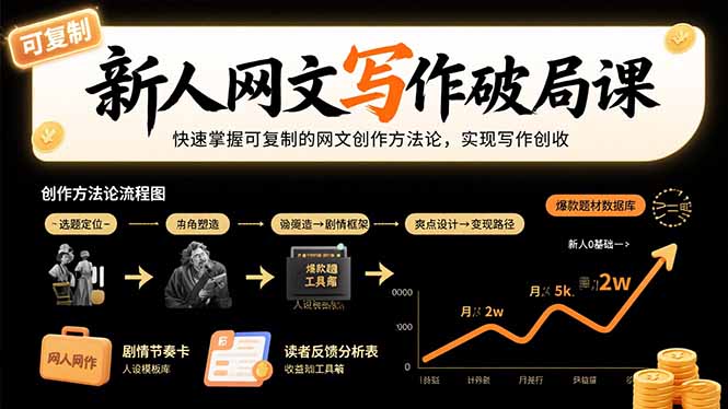 新人网文写作破局课：快速掌握可复制的网文创作方法论，实现写作创收-千汇网创