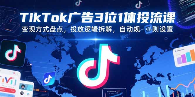 TikTok广告3位1体投流课，变现方式盘点，投放逻辑拆解，自动规则设置-千汇网创