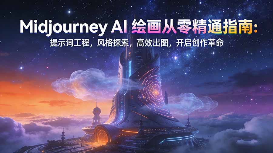 Midjourney AI绘画从零精通指南：提示词工程，风格探索，高效出图，开启创作革命-千汇网创