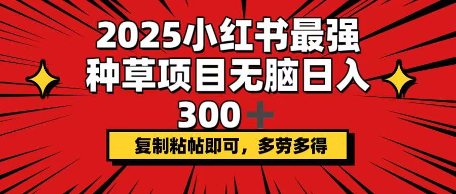 2025小红书最强种草项目，无脑日入300+，复制粘帖即可，多劳多得-千汇网创