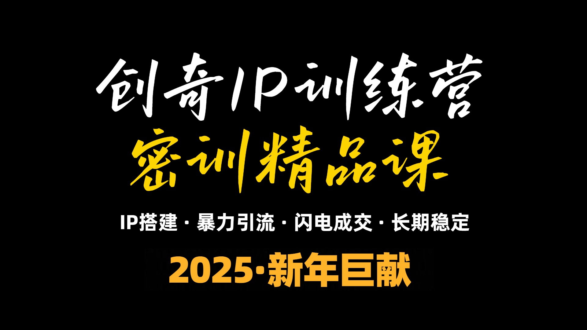 2025年“知识付费IP训练营”小白避坑年赚百万，暴力引流，闪电成交-千汇网创
