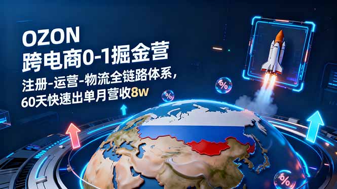 OZON跨境电商0-1掘金营：注册-运营-物流全链路体系，60天快速出单月营收8w-千汇网创