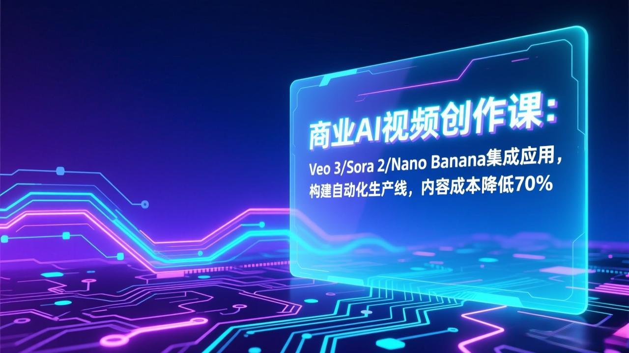 商业AI视频创作课：Veo 3/Sora 2/Nano Banana集成应用，构建自动化生产线，内容成本降低70%-千汇网创