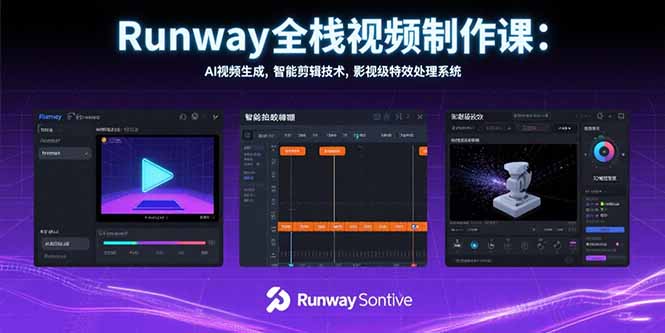 Runway全栈视频制作课：AI视频生成，智能剪辑技术，影视级特效处理系统-千汇网创