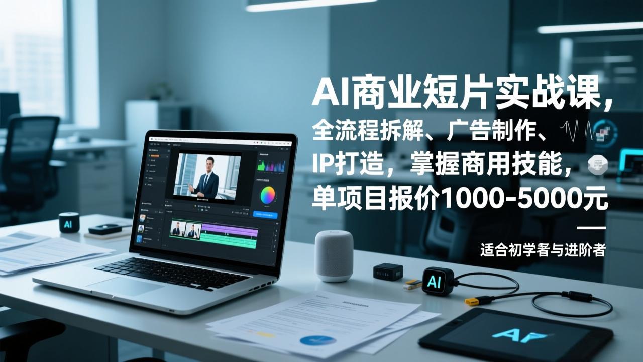 AI商业短片实战课，全流程拆解、广告制作、IP打造，掌握商用技能，单项目报价1000-5000元-千汇网创