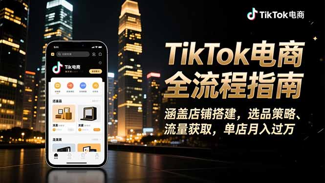 TikTok电商全流程指南，涵盖店铺搭建、选品策略、流量获取，单店月入过万-千汇网创