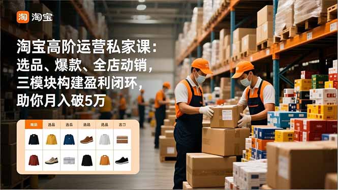 淘宝高阶运营私家课：选品、爆款、全店动销，三模块构建盈利闭环，助你月入破5万-千汇网创