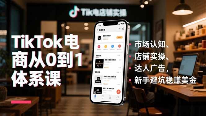 TikTok电商从0到1体系课，市场认知、店铺实操、达人广告，新手避坑稳赚美金-千汇网创
