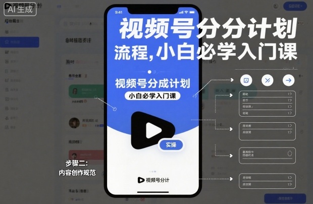 视频号分成计划实操流程，小白必学入门课-千汇网创