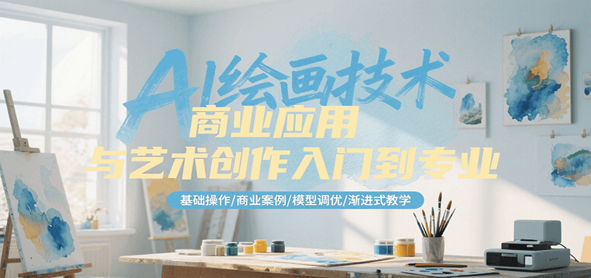 AI绘画技术商业应用与艺术创作入门到专业，基础操作/商业案例/模型调优/渐进式教学-千汇网创