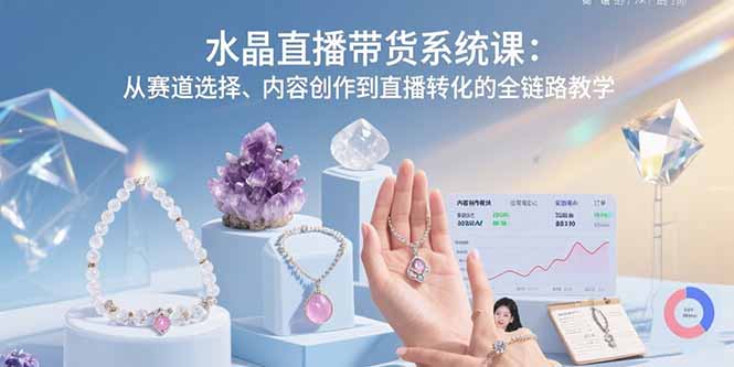 水晶直播带货系统课：从赛道选择、内容创作到直播转化的全链路教学-千汇网创