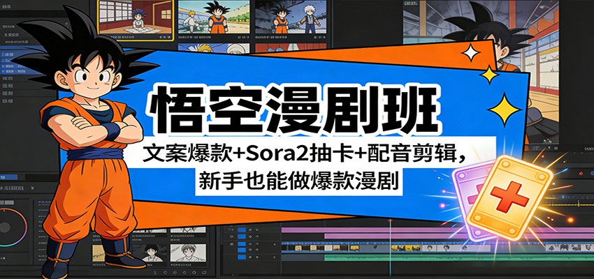 悟空漫剧班：文案爆款+Sora2抽卡+配音剪辑，新手也能做爆款漫剧-千汇网创