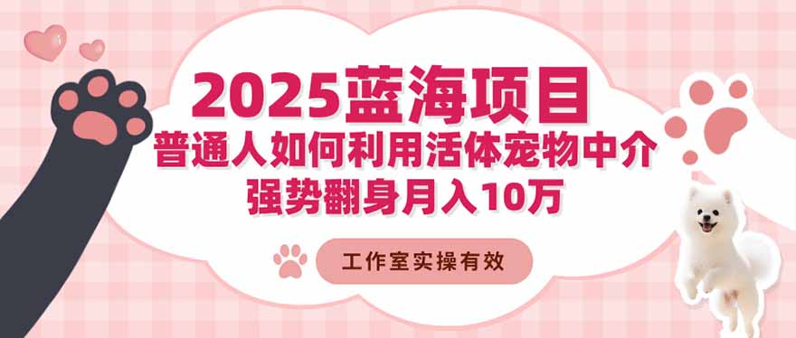 2025蓝海项目：普通人如何利用活体宠物中介，强势翻身月入10万-千汇网创