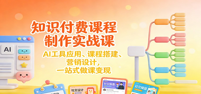 知识付费课程制作实战课：AI工具应用 、课程搭建、营销设计，一站式做课变现-千汇网创