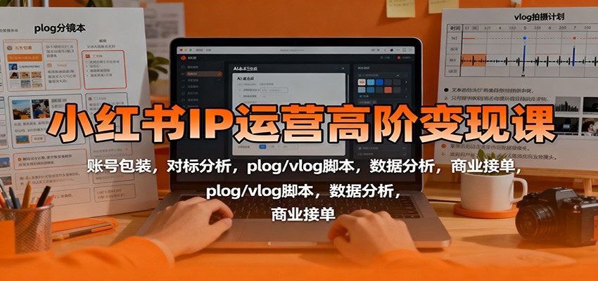 小红书IP运营高阶变现课：账号包装，对标分析，plog/vlog脚本，数据分析，商业接单-千汇网创