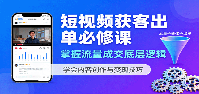 短视频获客出单必修课：掌握流量成交底层逻辑，学会内容创作与变现技巧-千汇网创