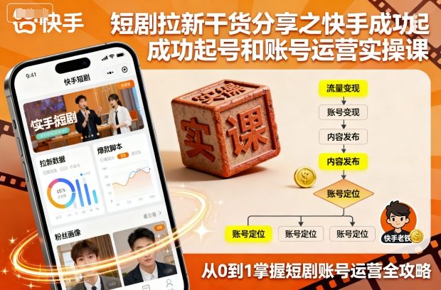 短剧拉新干货分享之快手成功起号和账号运营实操课-千汇网创