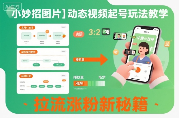 小妙招图片＋动态视频起号玩法教学，拉流涨粉新秘籍-千汇网创