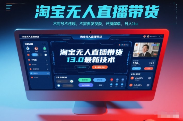 淘宝无人直播带货13.0最新技术，不封号不违规，不需要发视频，开播爆单，日入1k+【揭秘】-千汇网创