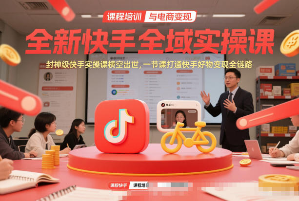 全新快手全域实操课，封神级快手实操课横空出世，一节课打通快手好物变现全链路-千汇网创