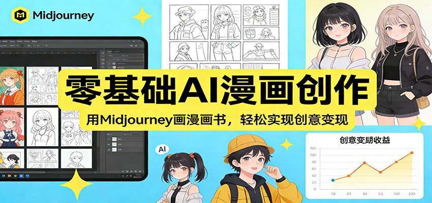 零基础AI漫画创作：用Midjourney画漫画书，轻松实现创意变现-千汇网创