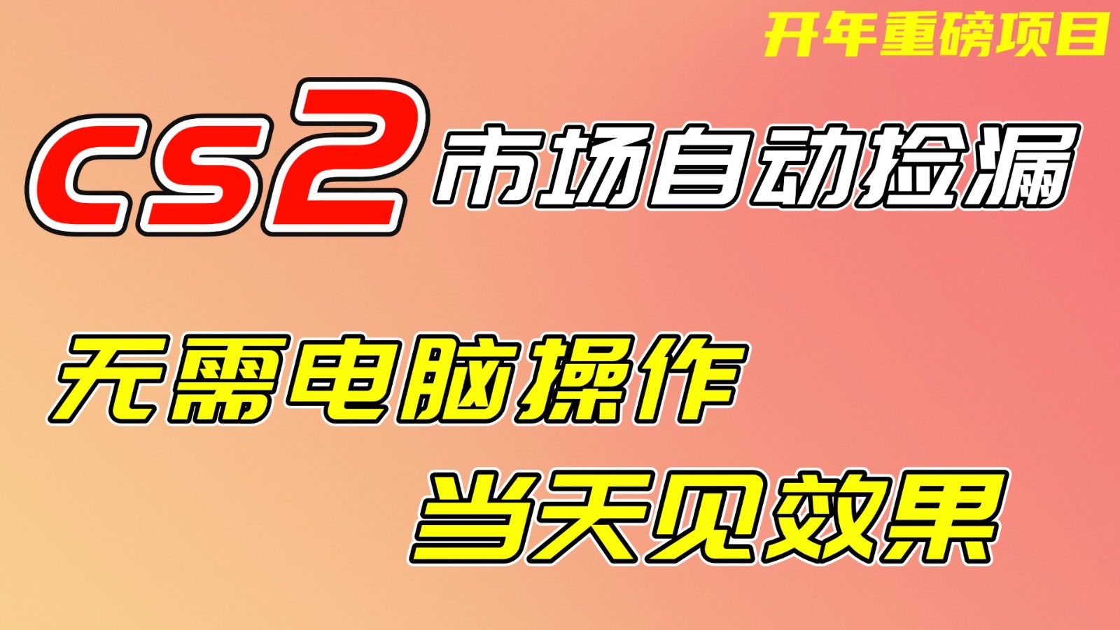 CS2市场挂机项，无需电脑操作，无需进入游戏，当天见效果，支持任何形式验证-千汇网创