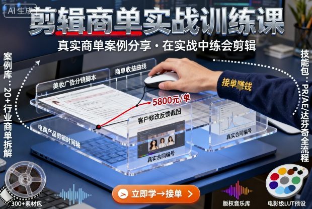 剪辑商单实战训练课，真实商单案例分享，在实战中练会剪辑-千汇网创