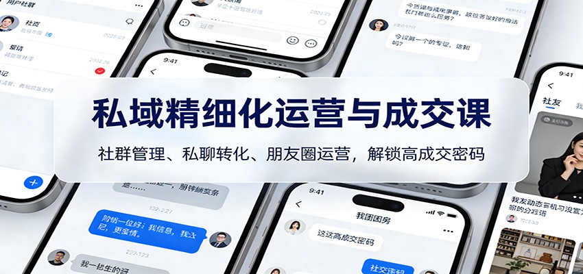 私域精细化运营与成交课：社群管理、私聊转化、朋友圈运营，解锁高成交密码-千汇网创